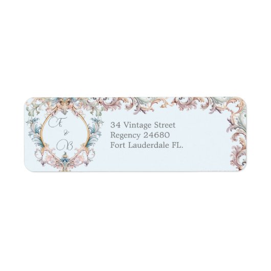 Bruiloft Regency Monogram Crest Thema Etiket (Voorkant)