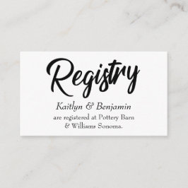 Bruiloft Registry Kaarten w / Vet Handschrift Scri