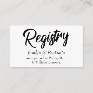 Bruiloft Registry Kaarten w / Vet Handschrift Scri