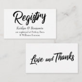 Bruiloft Registry Kaarten w / Vet Handschrift Scri (Voorkant / Achterkant)