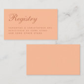 Bruiloft Registry Perzik Bruin Eenvoudige Enclosur Informatiekaartje (Voorkant / Achterkant)