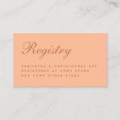Bruiloft Registry Perzik Bruin Eenvoudige Enclosur Informatiekaartje (Voorkant)