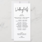 Bruiloft Reisschema Party Programma Zwart Wit Chic (Achterkant)