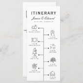 Bruiloft Reisschema Party Programma Zwart Wit Chic (Voorkant / Achterkant)