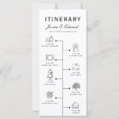 Bruiloft Reisschema Party Programma Zwart Wit Chic (Voorkant)