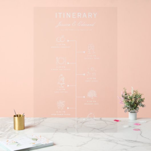 Bruiloft Reisschema Party Programma Zwart Wit Chic Acryl Bord (Huwelijk)