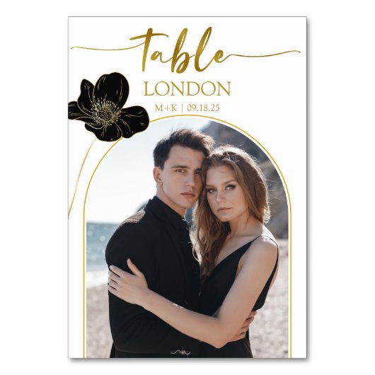 Bruiloft Reizen Bestemming Naam Foto Wit Goud Kaart (Voorkant)