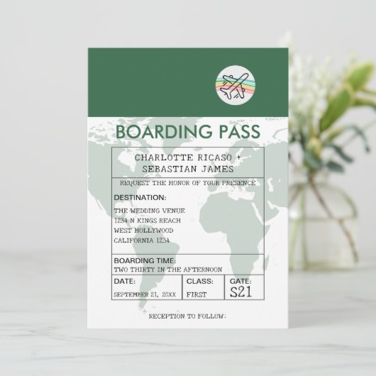 Bruiloft Reizen Boarding Pass Nieuwigheid Kaart (Staand voorkant)