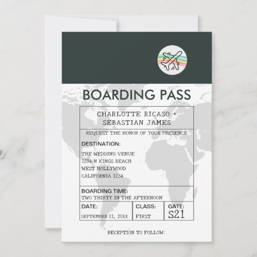 Bruiloft Reizen Boarding Pass Nieuwigheid Kaart (Voorkant)