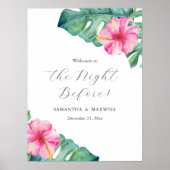 Bruiloft repetitie diner borden Hibiscus Bloemen Poster (Voorkant)