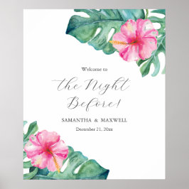 Bruiloft repetitie diner borden Hibiscus Bloemen Poster