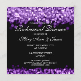 Bruiloft repetitie diner Paarse lichten Kaart