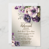 Bruiloft repetitie Diner Party Paarse roze bloemen Kaart (Voorkant)