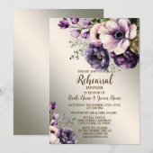 Bruiloft repetitie Diner Party Paarse roze bloemen Kaart (Voorkant / Achterkant)