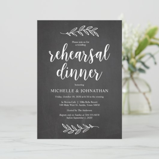 Bruiloft repetitie diner, rustiek Boerderij krijtb Kaart (Staand voorkant)