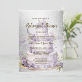 Bruiloft repetitie diner taart Lavendel Bloemen Kaart (Staand voorkant)