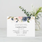 Bruiloft repetitie diner uitnodiging | Marine en B (Staand voorkant)