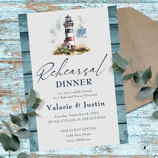 Bruiloft repetitie diner vuurtoren kaart