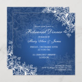 Bruiloft repetitie diner  wervelt blauw kaart (Voorkant / Achterkant)