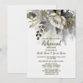 Bruiloft repetitie diner zilveren gouden witte roz kaart (Voorkant / Achterkant)