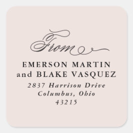 Bruiloft retour adres blush roze sticker