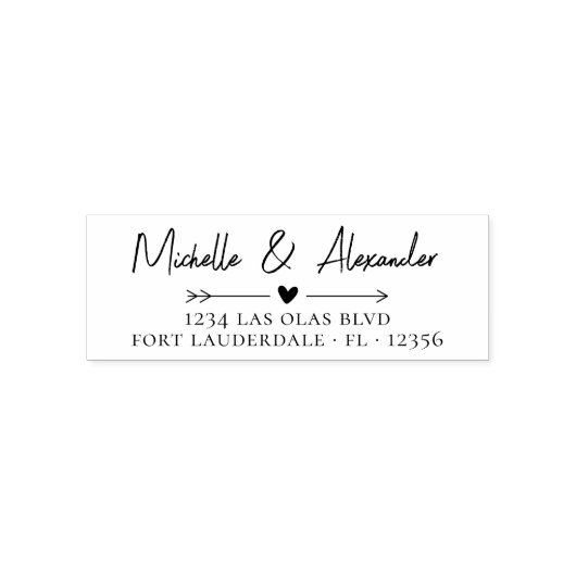 Bruiloft retour adres hart modern script self-i zelfinktende stempel (Design)