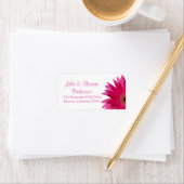 Bruiloft retour adres label | Roze Gerber Daisy (Insitu)