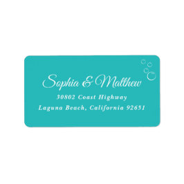 Bruiloft retour adres label | turkoois