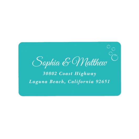 Bruiloft retour adres label | turkoois (Voorkant)