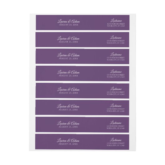 Bruiloft retour adres label wrap | Pruim / Paarse (Vel)