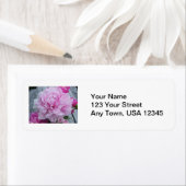 Bruiloft retour adres labels roze pioenrozen bloem (Insitu)