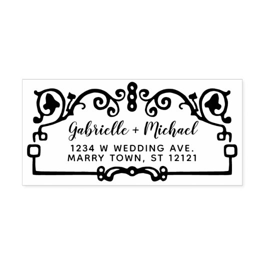 Bruiloft retour adres namen   Lijst Zelfinktende Stempel (Design)