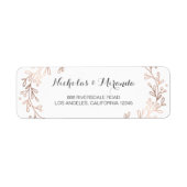 Bruiloft retour adreslabels, Laurel, roos goud Etiket (Voorkant)