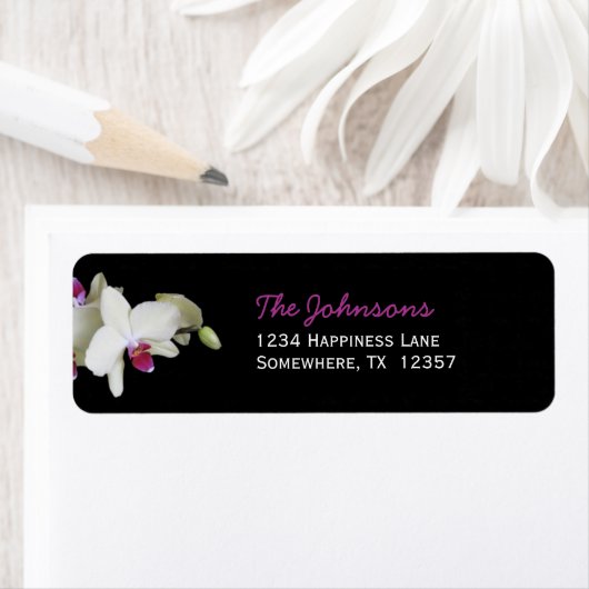 Bruiloft retour adreslabels — Orchidee Etiket (Insitu)