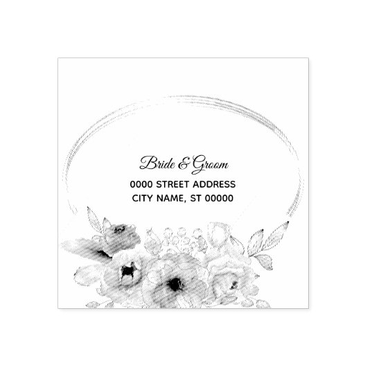 Bruiloft retouradres Bloemen Lijst Elegant Rubberstempel (Afrduk)