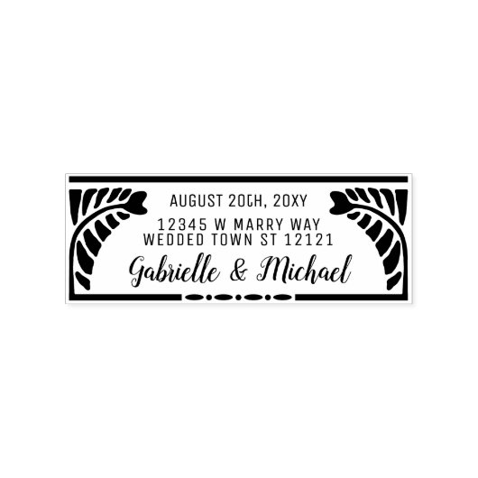 Bruiloft retouradres Botanische varens Naam + Datu Rubberstempel (Afrduk)