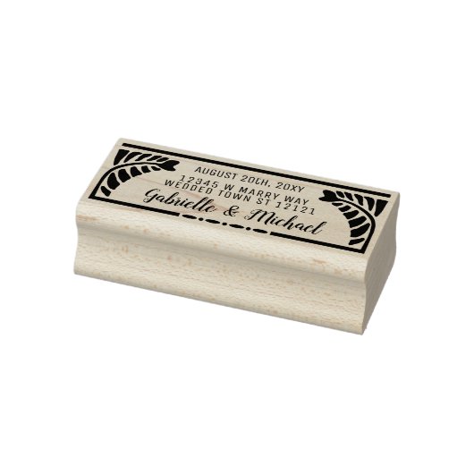 Bruiloft retouradres Botanische varens Naam + Datu Rubberstempel (Stempel)