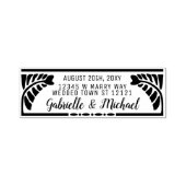 Bruiloft retouradres Botanische varens Naam + Datu Zelfinktende Stempel (Design)