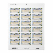 Bruiloft retouradres Hout Blauw Hydrangea Vintage Etiket (Full Sheet)