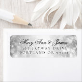 Bruiloft retouradres Silver Shimmer Lights Etiket (Insitu)