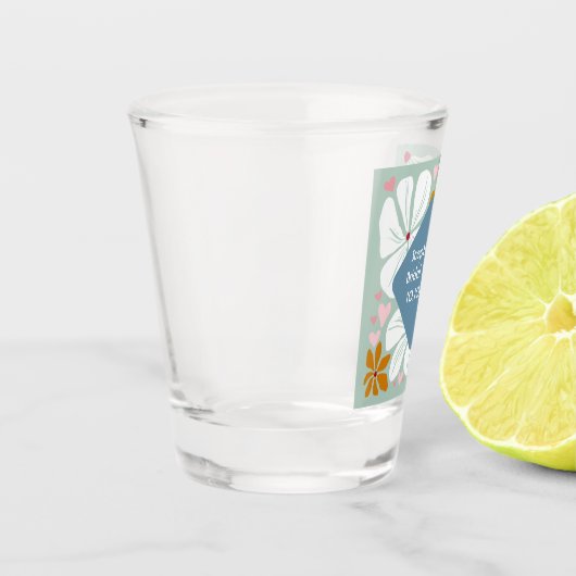 Bruiloft Retro bloemen groovy 70's boho Shot Glas (Links)