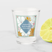 Bruiloft Retro bloemen groovy 70's boho Shot Glas (Voorkant)