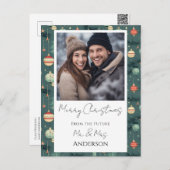 Bruiloft Retro Kerst Save the Date Briefkaart (Voorkant / Achterkant)