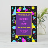 Bruiloft Retro Kleurrijke Stijl Viering Kaart (Staand voorkant)
