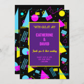 Bruiloft Retro Kleurrijke Stijl Viering Kaart (Voorkant / Achterkant)
