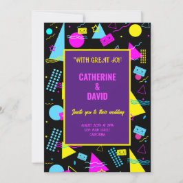 Bruiloft Retro Kleurrijke Stijl Viering Kaart