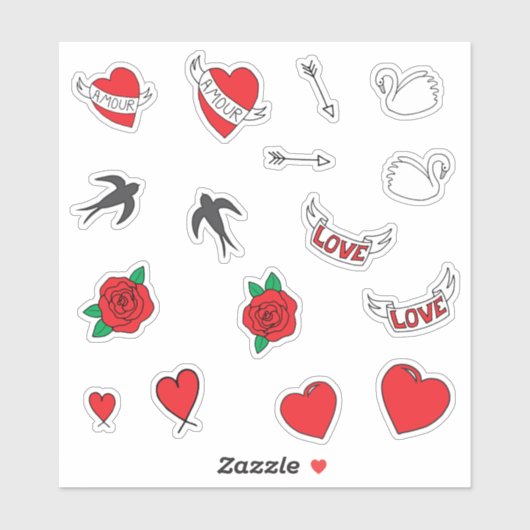 Bruiloft Retro Liefde Sticker (Vel)