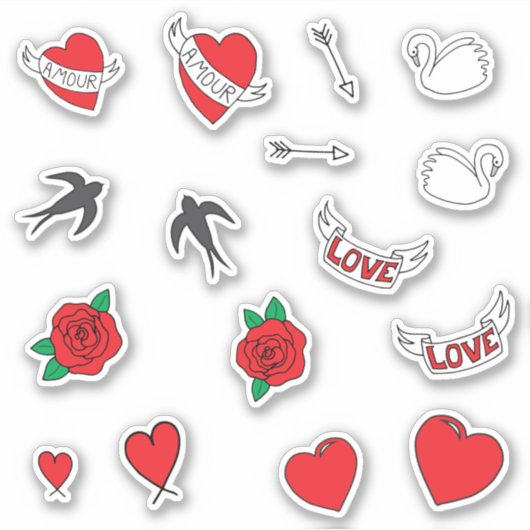 Bruiloft Retro Liefde Sticker (Voorkant)