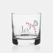 Bruiloft Ring Gem Honkbal Jubileum Verloving R Whisky Glas (Voorkant)