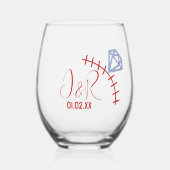 Bruiloft Ring Gem Honkbal Jubileum Verloving Wijnglas Zonder Voet (Voorkant)